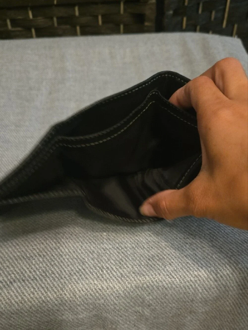 Timberland Black Leather Trifold Card Wallet